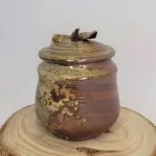 柴燒茶葉罐 柴燒茶倉 絞胎茶葉罐  柴燒食品罐