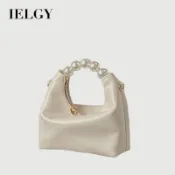 IELGY小眾設計感珍珠手提包女款高端感鏈條斜挎包清新餃子包