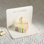 ⭐臺灣有貨⭐簡約3d立體蛋糕生日賀卡摺疊手寫賀卡生日賀卡禮物信封祝福小卡片
