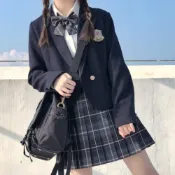  學生JK格裙 水手服 煙灰浩海 高校服學生服國小國中制服 蝴蝶結 學院風套裝 百褶裙 班服 角色扮演 演出服上班族
