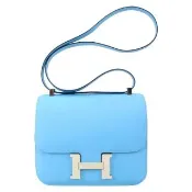 【Hermes 愛馬仕】Constance 24CM P3 Epsom D刻 斜背包(北方藍/銀釦)