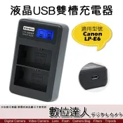 LED USB 液晶雙槽充電器 LP-E6 LP-E12 LP-E17 LPE17 / 雙充 R8 850D 數位達人