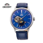 ORIENT 東方錶 SUN&MOON系列 半露空日月相錶 皮帶款 藍色 RA-AS0103A - 41.5mm