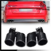 【品質保障】適用於Audi奧迪A4 A5 A6 A7 尾嘴排氣管 改裝S款四出不鏽鋼碳纖維尾飾管