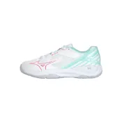 (店+)【MIZUNO 美津濃】71GA253003 Mizuno WAVE SMASH CN 伯勞 輕量靈活 低幫 羽毛球鞋 男女同款 青春白