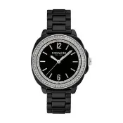 【COACH】官方授權C2 Kitt 時尚雙圈晶鑽陶瓷女錶 黑色-34mm-贈高級9入首飾盒(CO14504564)