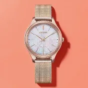 【CITIZEN 星辰】Hebe田馥甄廣告款 光動能時尚米蘭帶女錶-32mm 手錶 開學禮 送禮 推薦(EM0508-80Y)
