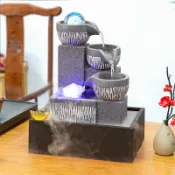宜百家 免運 招財流水擺件 流水擺件循環水客廳室內招財工藝品轉運球辦公室小水車風水輪開業