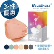 愛挖寶生活工坊 N95 4D立體型醫療成人口罩 (綜合包) 30片/盒 藍鷹牌 多件優惠 NP-4DMMIX1-30 6色各5片