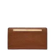 【FOSSIL】Liza 輕巧型真皮零錢袋長夾-咖啡色X金飾片 SL7891G200