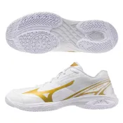 24磅羽球 / MIZUNO美津濃 高階羽球鞋 WAVE CLAW 4 71GA264318 白x金x淺灰