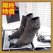高跟短靴女靴子-真皮金屬搭扣細跟女高跟鞋子4款66c16【獨家進口】【米蘭精品】