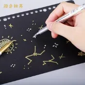 金色銀色油漆筆記號筆黑卡紙簽名筆簽字簽到筆金屬筆diy相冊專用寫賀卡的筆可擦馬克筆涂鴉筆水性寶克工藝