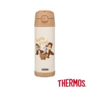 THERMOS膳魔師奇奇蒂蒂附背袋不鏽鋼真空兩用保冷瓶兒童水壺470ml(F4021CCAD-BW)