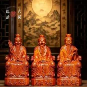 花梨木三清祖師神像 實木雕刻擺件 元始天尊道德天尊靈寶天尊 高30cm 客廳供奉