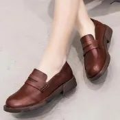 英倫風真皮小皮鞋樂福鞋休閒平底女鞋春秋復古百搭低跟單鞋牛津鞋