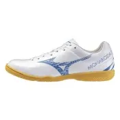 【MIZUNO 美津濃】Morelia Sala Club In 男女 室內足球鞋 平底 寬楦 白藍 Q1GA242825