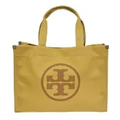 【TORY BURCH】TB 經典LOGO帆布大托特包(芥末黃/贈原廠紙袋送禮