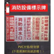 【防災消防】消防設備標示牌(8x24) PVC材質 連結管 測試出水 消防送水 排煙閘門手動開關 自動警報逆止閥 附背膠