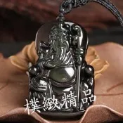 【樸緻精品】彩眼黑曜石 神像 佛像 關聖帝君關公項鍊 義薄雲天 法像莊嚴 掛繩款（GA-1911）