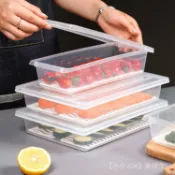 冰箱長方形帶蓋瀝水冷凍保鮮盒生鮮蔬菜收納盒解凍魚蝦冷藏解凍盒 CJRS