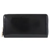 【GUCCI 古馳】Petite 簡約LOGO亮面漆皮竹節發財零錢長夾(黑)