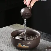 紫砂茶洗茶渣缸陶瓷大號水盂廢水桶煙灰缸功夫茶具配件茶水缸筆洗