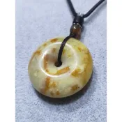 💖【平安幸福！】岫玉遼陽桂花糕.血管紅平安扣麵包扣吊墜項鍊.吊飾掛件💖B523