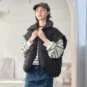 【ERSS】女裝 羽絨背心 黑色背心 羽絨 羽毛 鵝絨 韓系 歐膩 厚版 立領 冬天 黑色【K10212】