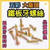 🌟叡洋五金行🌟五彩 大扁頭鐵板牙螺絲🌈鍍鋅鐵板牙螺絲 4分 6分 1吋🌈鐵皮尖尾螺絲 品質優良不偷料 不崩牙🌈