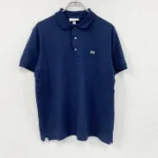 【DOKODEMO】LACOSTE短袖 polo 衫，單 logo，海軍藍，L 碼，古著。