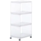 【MUJI 無印良品】PP組合箱/3段/附輪子 整體：約寬29×深41.5×高83cm　內寸：約寬26×深37×高22cm