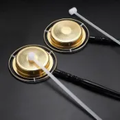 風鈴草百貨 黃銅長柄鐺子直柄銅鐺云鑼引磬佛具念經法會法器當子樂器唱劇用品