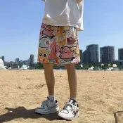 全球選品1館 生活百貨 派大星同款褲子男學生運動籃球五分褲兒童冰絲睡褲花色沙灘褲短褲