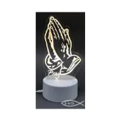 (店+)佳音書坊/擺件 LIGHT-1禱告的手、LIGHT-2 基督是我家之主夜光USB小夜燈3D臥室床頭燈家居飾品