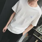 FINDSENSE服飾 FINDSENSE MD 韓國 潮 男 時尚 休閒 簡約純色 笑臉 短袖T恤 學生短T 短袖上衣 特色短T