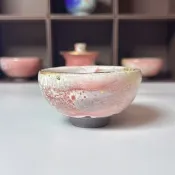粉紅志野鎏金杯-手工製作-容量約70cc