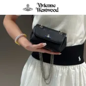 日本連線 Vivienne Westwood 薇薇安西太后 金屬徽標磁性翻蓋 皮革流浪包 單肩斜挎包 鏈條包 包包 禮物