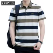 JEEP SPIRIT 1941 ESTD 夏季新款時尚短袖條紋polo衫