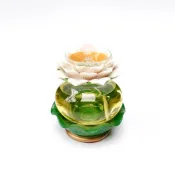 (店+)【台灣聖力達】小蓮花內襯油燈組-白色（共十色）附中綠葉底座 供燈2天 300ml