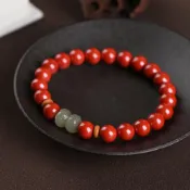 MoonDy 手串 手環 佛珠 帝王砂手鍊 單圈手串 和田玉手鍊 並蒂蓮 女手鍊 避邪手鍊 招財手鍊 送閨蜜 送女生 生日禮物 098