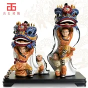 愛家生活館 {可打統編 超低價}石灣公仔陶瓷醒獅擺件佛山黃飛鴻舞獅客廳桌面裝飾工藝禮品擺飾開 ??業禮物