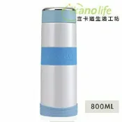 ikanolife 800ML德國文創 健康保溫瓶/保溫杯-藍天白雲 火山熔岩（316不鏽鋼）