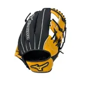 【MIZUNO 美津濃】MVP系列壘球手套內野工字檔12吋牛豬混皮黑黃(1ATGS26710 4709)