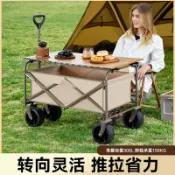 喜挖2店 【喜挖】戶外野營手推車可折疊家用營地車拉桿車後開露營車購物可攜式小推車