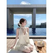 【𝐊𝐈𝐊𝐈𝐅𝐀𝐌𝐄】🦋𝘽𝙪𝙩𝙩𝙚𝙧𝙛𝙡𝙮.雙生蝴蝶🤍絕美刺繡蕾絲蝴蝶掛脖露背洋裝 不規則洋裝 渡假洋裝 雪紡洋裝 連身裙