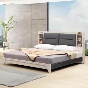 【WAKUHOME 瓦酷家具】STANDING白橡木6尺床架型雙人加大床組-插座床頭箱+床底架-A026-07-02