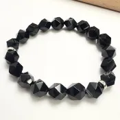 天然黑紋瑪瑙10mm 925銀飾手鍊, 阿瑞斯/Ares