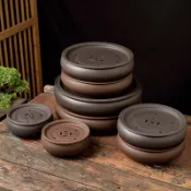 全球選品1館 生活百貨 紫砂手拉朱泥茶盤傳統家用大小號潮州古錢茶船儲水乾泡臺茶海茶臺