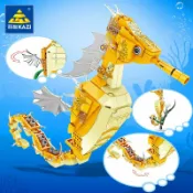 全球選品1館 生活百貨 開智積木海洋鯊魚海馬虎鯨小丑魚鯨魚燈籠魚組裝模型兒童拼裝玩具